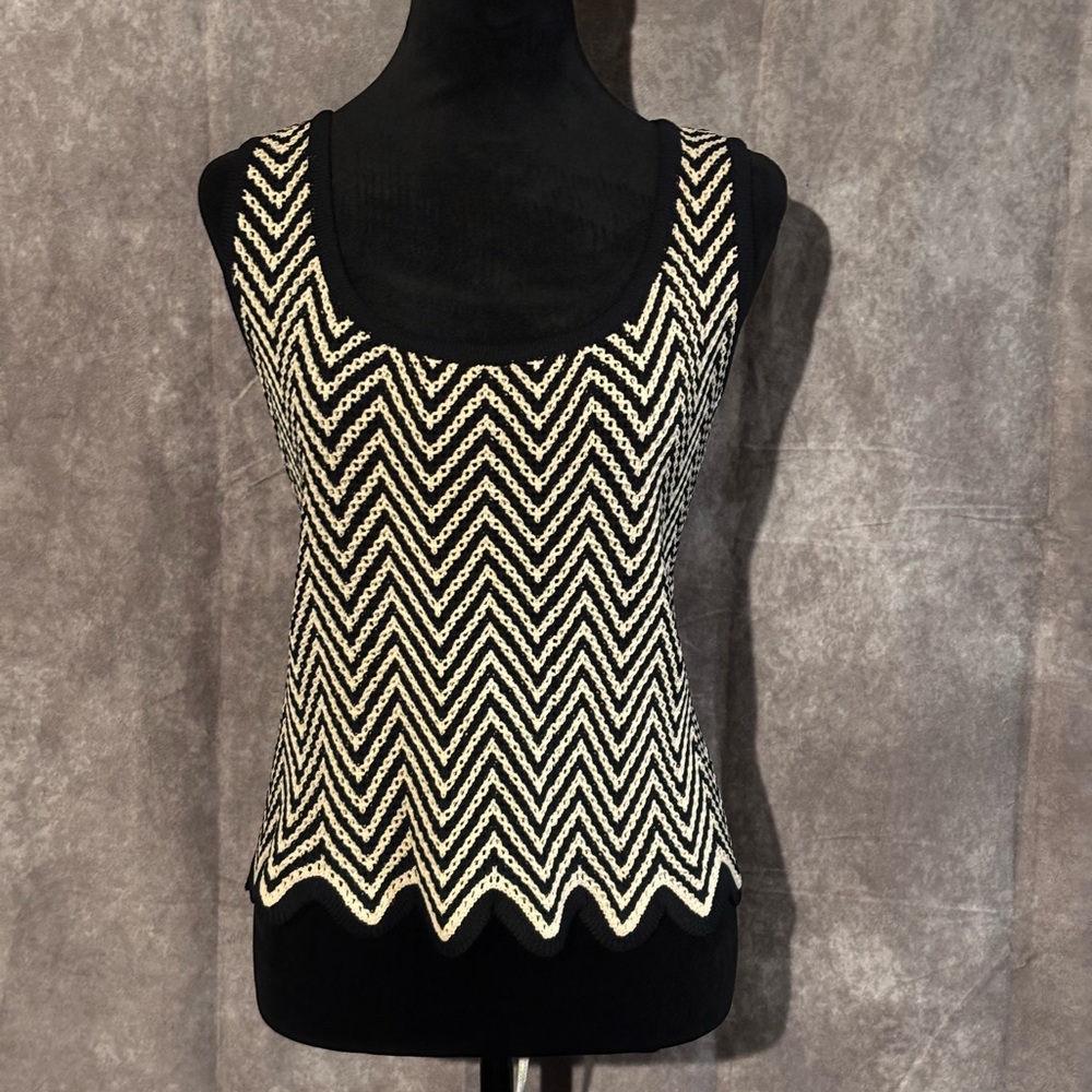 Chevron Patterned Black and White Women's Top